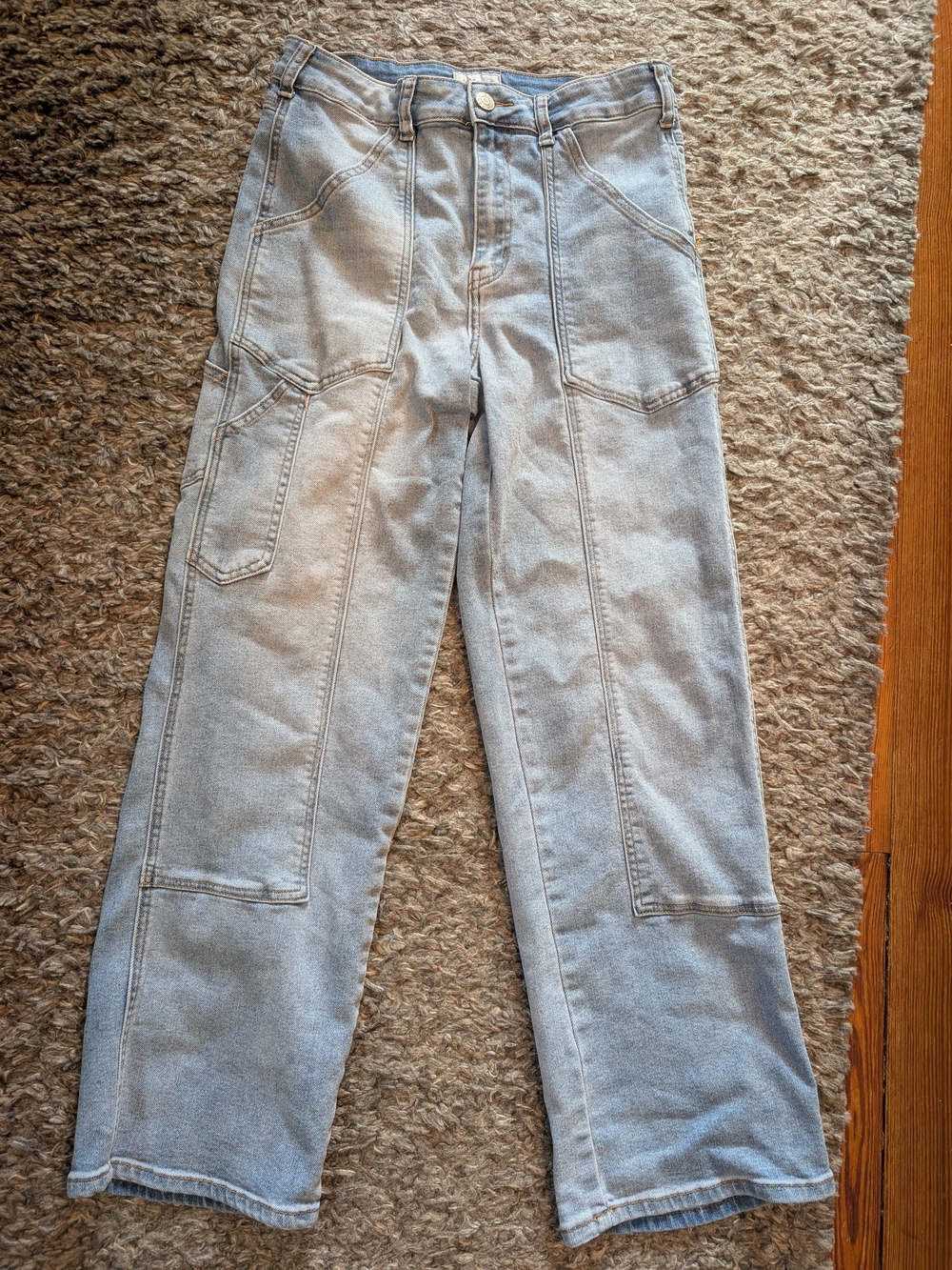 GoGo Jeans Relaxed Utility Jeans in Light Blue